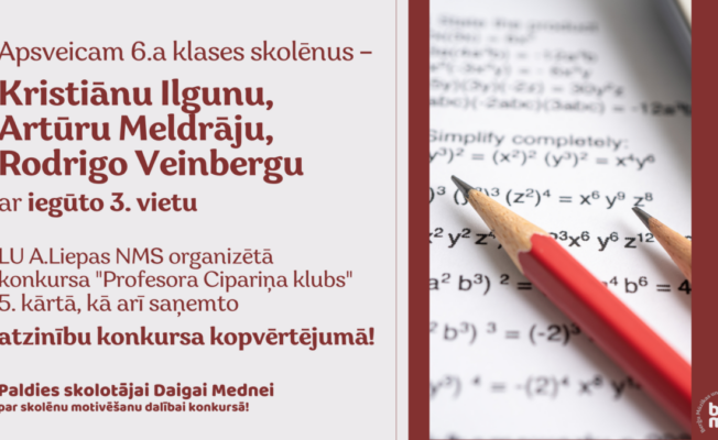 Atzinības raksts 6.a klases puišu komandai
