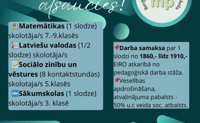 Steidzami meklējam kolēģus!