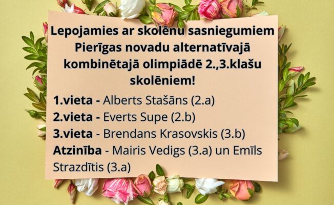 Pierīgas novadu alternatīvā kombinētā olimpiāde 2.,3.klašu skolēniem