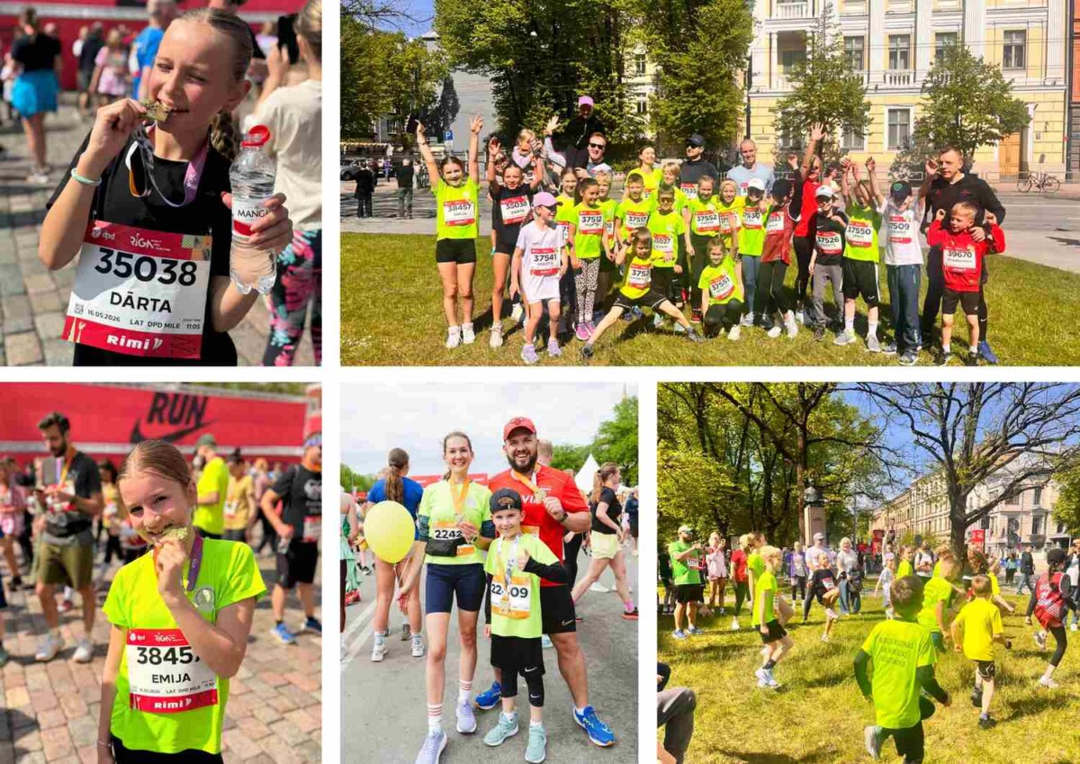Skolas skolēni, vecāki un darbinieki piedalās RIMI Rīga maratonā.