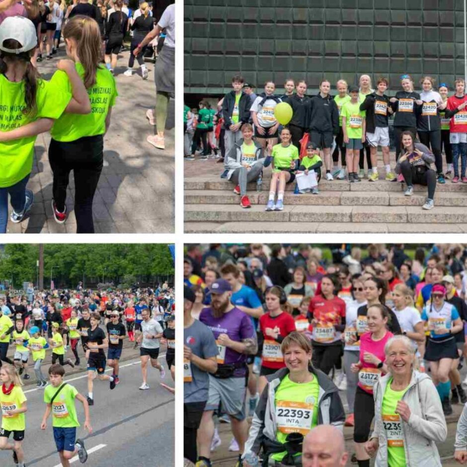 Skolas skolēni, vecāki un darbinieki piedalās RIMI Rīga maratonā.
