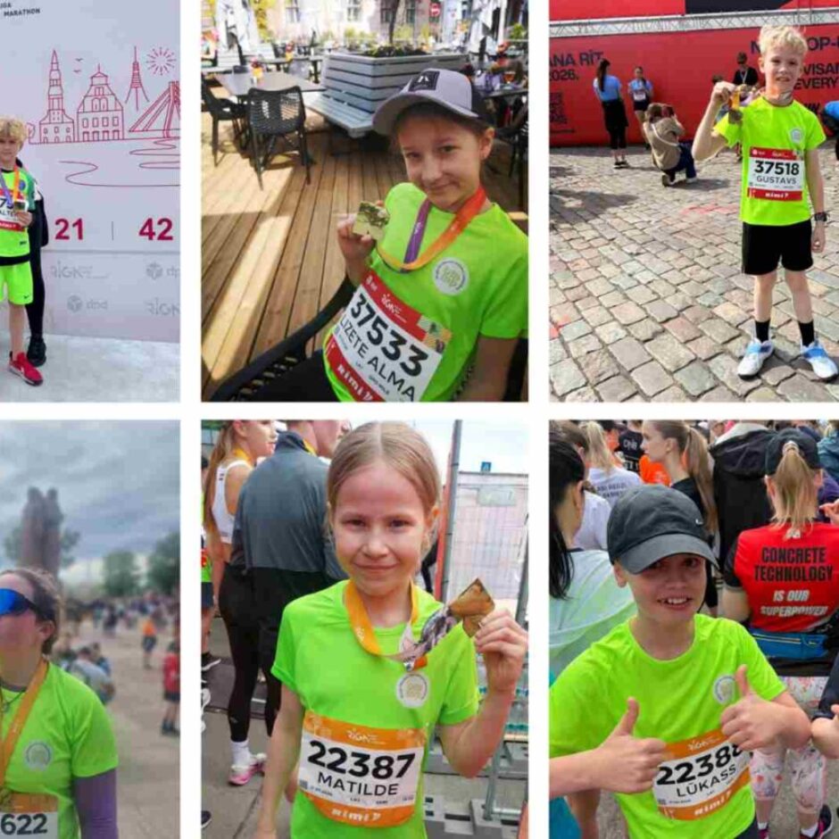 Skolas skolēni, vecāki un darbinieki piedalās RIMI Rīga maratonā.