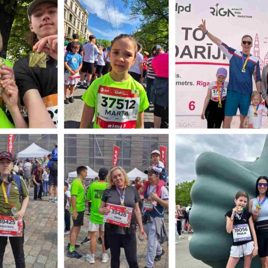 Skolas skolēni, vecāki un darbinieki piedalās RIMI Rīga maratonā.