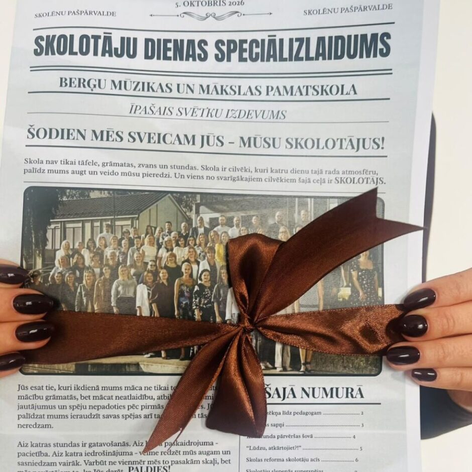 Pirmā Berģu skolas avīze par godu skolotāju dienai
